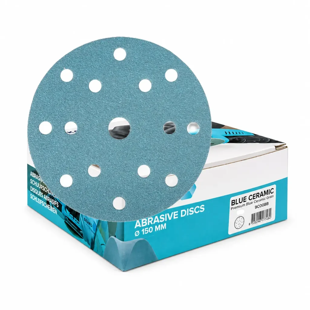 Шкурка диск велкро Gerko Blue Ceramic Ø150 мм. 15 отвора – 50 бр. кутия