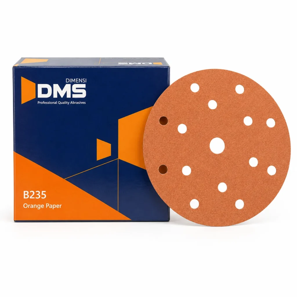 Диск велкро DMS B235 Orange Paper 150 мм 15 отвора – кутия 100 бр.