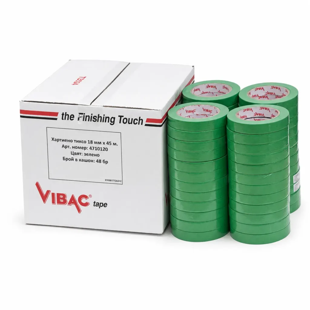 Зелено хартиено тиксо Vibac Expert 18 мм x 45 м – кашон 48 броя